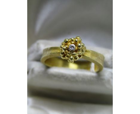YELLOW METAL DIAMOND SET HANDMADE RING, approx 7.1 grams, size O/P 