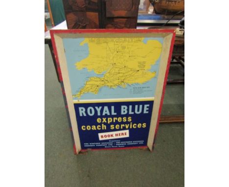 ENAMEL SIGN, a Royal Blue Epress Services enamel sign in metal frame, 31" x 22" 