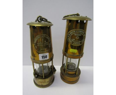 MINERS LAMPS, Thomas &amp; Williams "Cambrian" brass cased safety lamp no 175495, and Protector Lamp and Lighting Co type 6 s