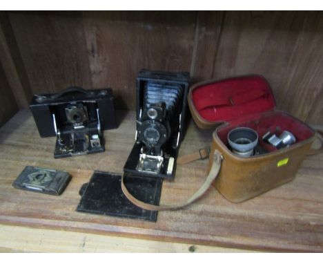 PHOTOGRAPHY, No 2 Folding Pocket Brownie camera, a Bulldog Ensign camera, Ensign Midget camera and 1 other 