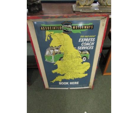 ENAMELL ADVERTISING SIGN, Express Services Associated Motorways enamel sign in metal surround, 31" x 22" 