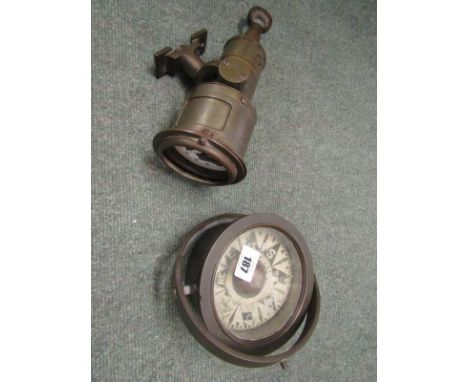 MARITIME, Walkers patent Cherub ship log dial, together with gimbled compass 
