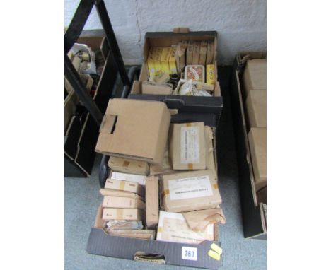 CLOCK PARTS, a box containing a selection of main springs together with one other box including watch glasses etc 