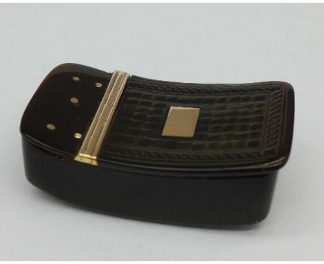 A Georgian yellow metal mounted tortoiseshell snuff box