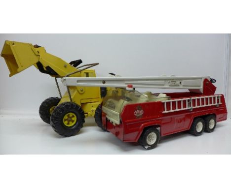 Two Tonka Toys; Fire Engine and a Tractor