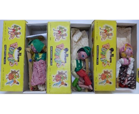 Five Pelham puppets, boxed and one other Pelham puppet (6)