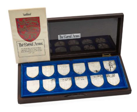 CASED SET OF TWELVE SILVER 'THE ROYAL ARMS' COLLECTION, in celebration of Queen Elizabeth II's Silver Jubilee 1952-1977 with 