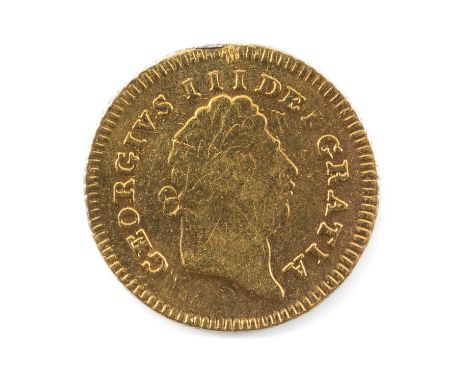 SCARCE GEORGE III GOLD THIRD-GUINEA, 1803, 2.7gmsProvenance: private collection CardiffComments: good overall, light wear, vi