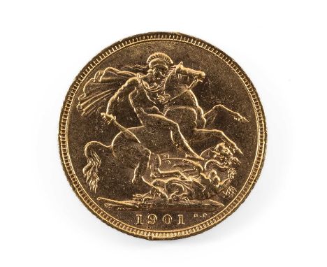 VICTORIAN GOLD SOVEREIGN, 1901, old / veiled head, 7.9gmsProvenance: private collection MonmouthshireComments: light wear, go