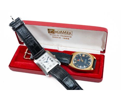 VINTAGE AUTOMATIC ROAMER 'MUSTANG' WRISTWATCH & ROTARY 'CLASSIC' WRISTWATCH, the Roamer watch ref. 471-1230.601, gold plated 