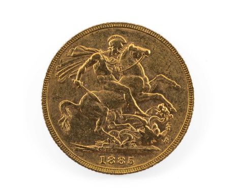 VICTORIAN GOLD SOVEREIGN, 1885, young head, 7.9gmsProvenance: private collection MonmouthshireComments: light wear, good over