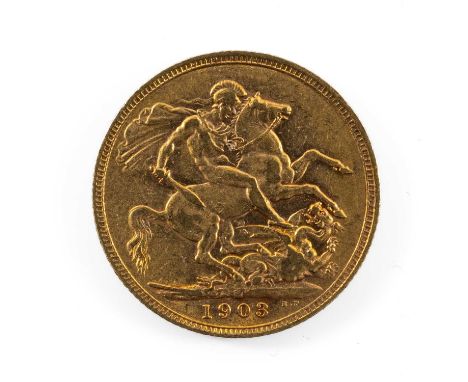 EDWARD VII GOLD SOVEREIGN, 1903, 7.9gmsProvenance: private collection MonmouthshireComments: light wear, good overall