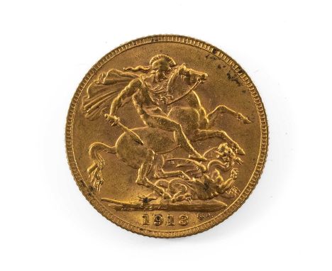 GEORGE V GOLD SOVEREIGN, 1913, 7.9gmsProvenance: private collection MonmouthshireComments: light wear, good overall