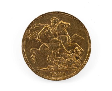 VICTORIAN GOLD SOVEREIGN, 1884, young head, 8.0gmsProvenance: private collection MonmouthshireComments: light wear, good over
