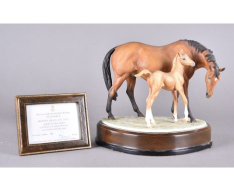 A Royal Worcester figurine, Princess Grace and foal modelled by Doris Lindner limited edition no 19/750 on plinth base, with 