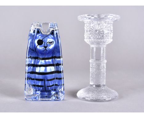 Two items of Swedish glass,  comprising a Rolf Sinnemark for Kosta Boda 'Daisy' candlestick 16 cm, unmarked, and an SEA Glasb