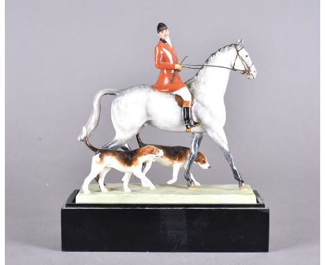 A Royal Worcester figurine, Huntsman and Hounds modelled by Doris Lindner No 3115 RD 806514Ear af and all legs restored. Some