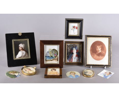 A collection of early 20th Century portrait miniatures on ivory, including two of Frederick Charles Sasse by Valentine J Down