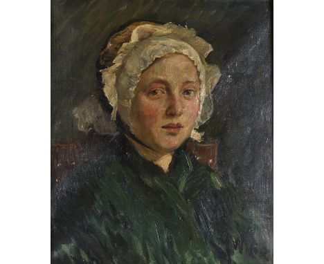 Early 20th Century English School oil on canvas, 'Portrait of a Lady', indistinctly signed 'AWi*k*' (lower right), 49 cm x 43