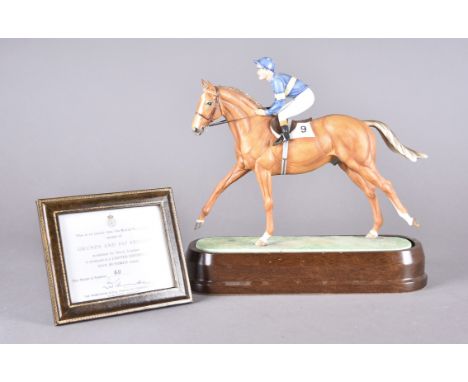 A Royal Worcester figurine, Grundy and Pat Eddery modelled after Doris Lindner on plinth with certificate limited edition 60/