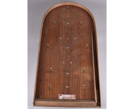 A Corinthian 2IT bagatelle board, mahogany veneer, and pins, 76 cm x 39 cm   