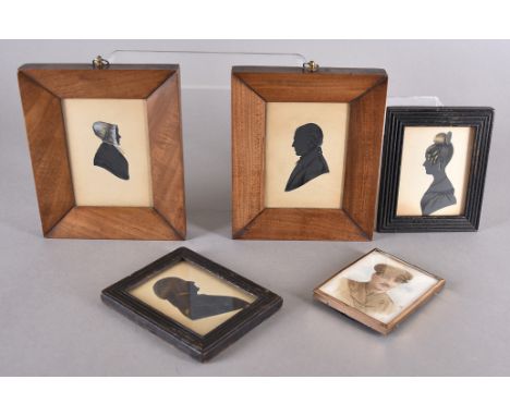 19th Century English School pair of silhouette portraits on card heightened with gilt, 'Portrait of a Gentleman' and 'Portrai