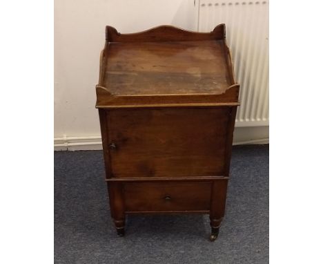 A 19th Century mahogany tray-top commode, 44 cm sq. x 72 cm high