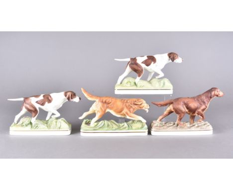 Four Royal Worcester bisque sporting dogs, three modelled by Doris Lindner Irish Setter, English Pointer, Golden Retriever an