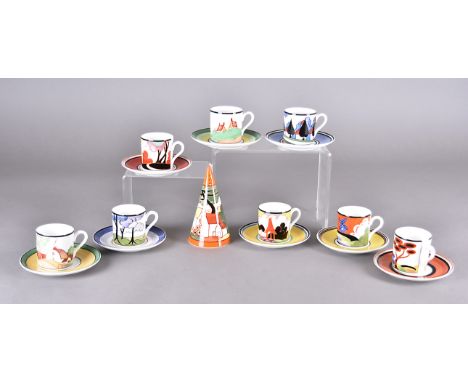 A collection of Wedgwood commemorative Clarice Cliff inspired ceramics, produced exclusively during 1999 to commemorate the c