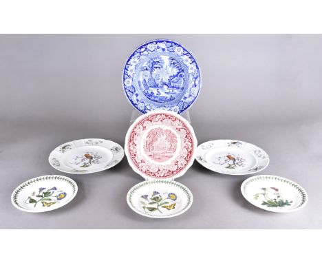 A miscellaneous collection of ceramic plates and soup bowls, including four Rosenthal plates decorated with parrots, six Port