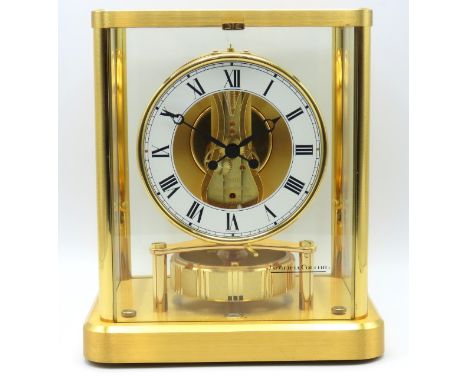 A brass Jaeger-LeCoultre calibre 540 Atmos clock, running order, 288mm tall x 198mm wide x 155mm deep