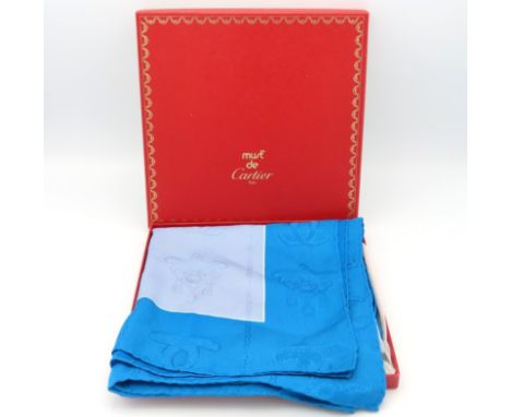 From the Collection of Catherine Leaney, "Voice of Cartier": A must de Cartier silk scarf, some staining/marks, 865mm square