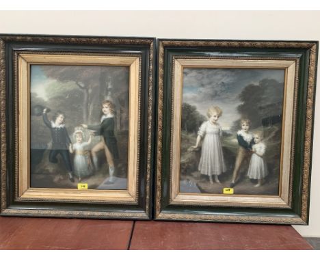 A pair of framed mezzotints by R. Smythe after Thomas Lawrence, the Cavendish Children and Countess of Harrington Family. Eac