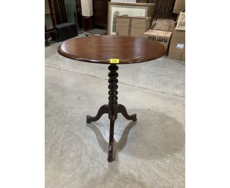 A mahogany bobbin turned occasional table on tripod support