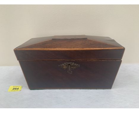 A Regency mahogany sarcophagus tea caddy. 11' wide. (A.F.)