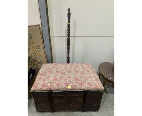 A pine ottoman and a lamp standard