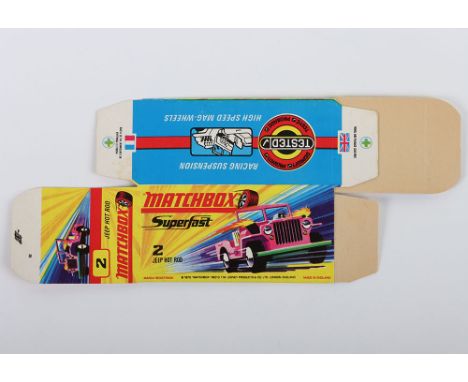 Matchbox Superfast Original box 2b Jeep Hot Rod, in very near mint to mint flat condition as it left the factory, variation w