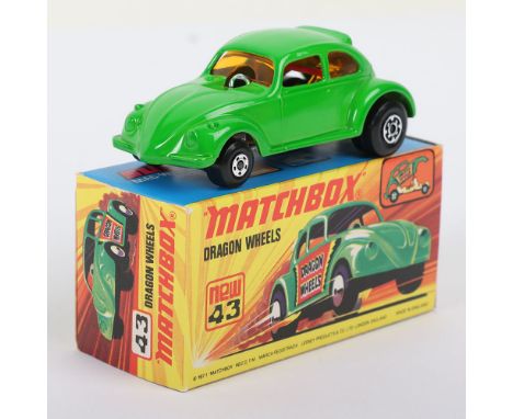 Matchbox Superfast 43b Dragon Wheels with hard to find UNPAINTED base (always Black base), LIGHT Green body without labels, S