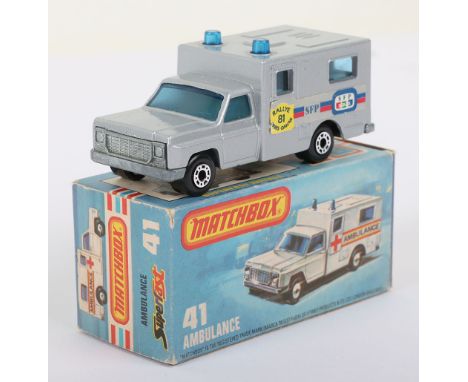 Matchbox Superfast 41c Ambulance with WHITE rear doors (almost always Silver doors), model is very near mint to mint in a min