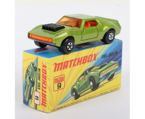 Matchbox Superfast 9b AMX Javelin with scarce DARK ORANGE interior, grille and tow hook area, model is mint in a mint I box w