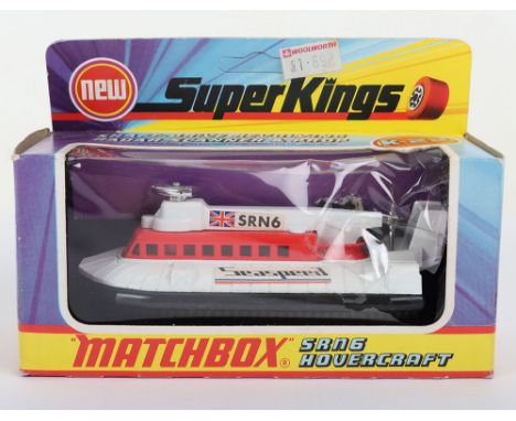 Matchbox Superkings K22 SRN6 Hovercraft, scarcer variation with RED plastic window surround, BLACK skirt & SEASPEED labels, m