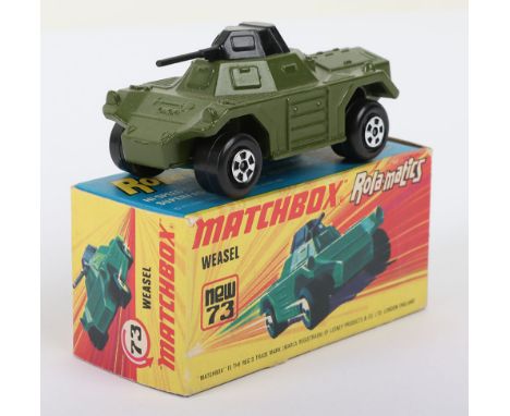 Matchbox Superfast 73b Weasel with OLIVE body & CHROME wheels (Olive bodies always have BLACK wheels with the Metallic Green 