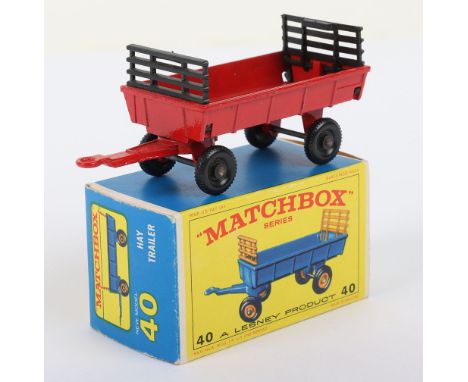 Matchbox Superfast 40c Hay Trailer with RED body, issued as a Superfast TwinPack model, model is mint in a mint E box