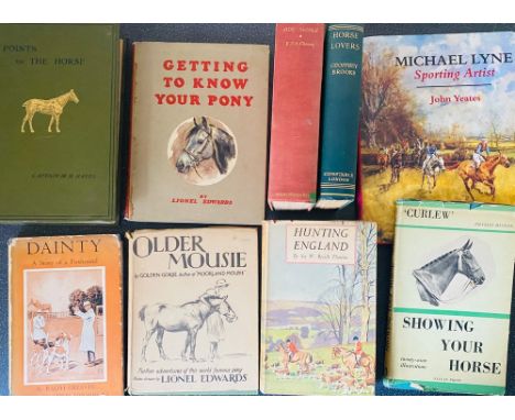 43 Books relating to horses, including: CHRISTY, E. V. A. Cross-Saddle and Side-Saddle, Signed first ed., no d.j., 1932._ WAN