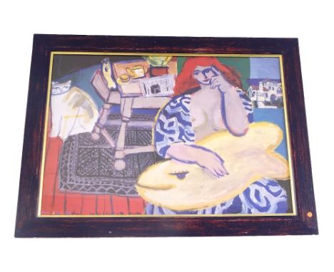 Moleu? - 'Interior and Two Fish', colour print, 19.25" x 27.5", framed