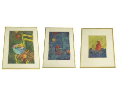 *Lawrence Curtis? (20th century) - three still life studies, mixed media, the largest 20" x 14", all framed (3)