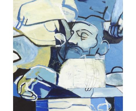 Late 20th Century Urban Glasgow School - abstract portrait study of a man in a cap, signed Joshi and dated '95 verso, oil on 