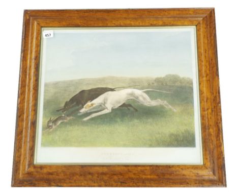 R*G* Reeve after R*B* Davis - 'Coursing, Plate 2, The First Turn', hand coloured engraving, 14" x 17.5", framed