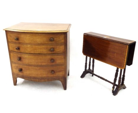 Victorian mahogany commode in the form of a four drawer bow fronted chest, 29" high x 21" wide; together with an Edwardian ma