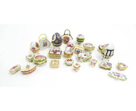 Collection of twenty-four Limoges type porcelain trinket/pill boxes
